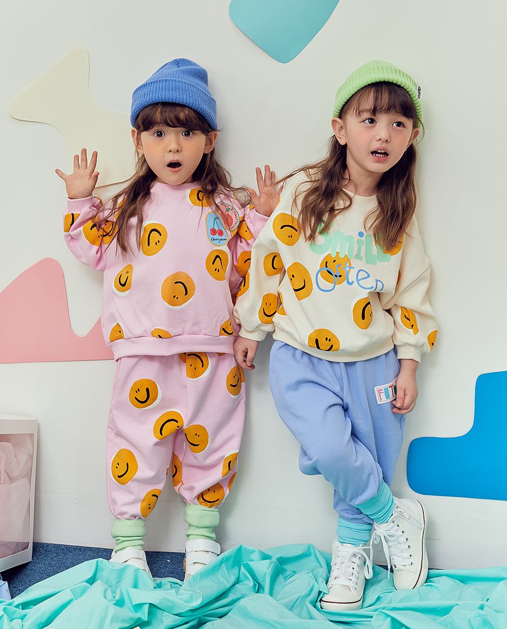 韓國 MINIATURE - 休閒縮口褲-藍