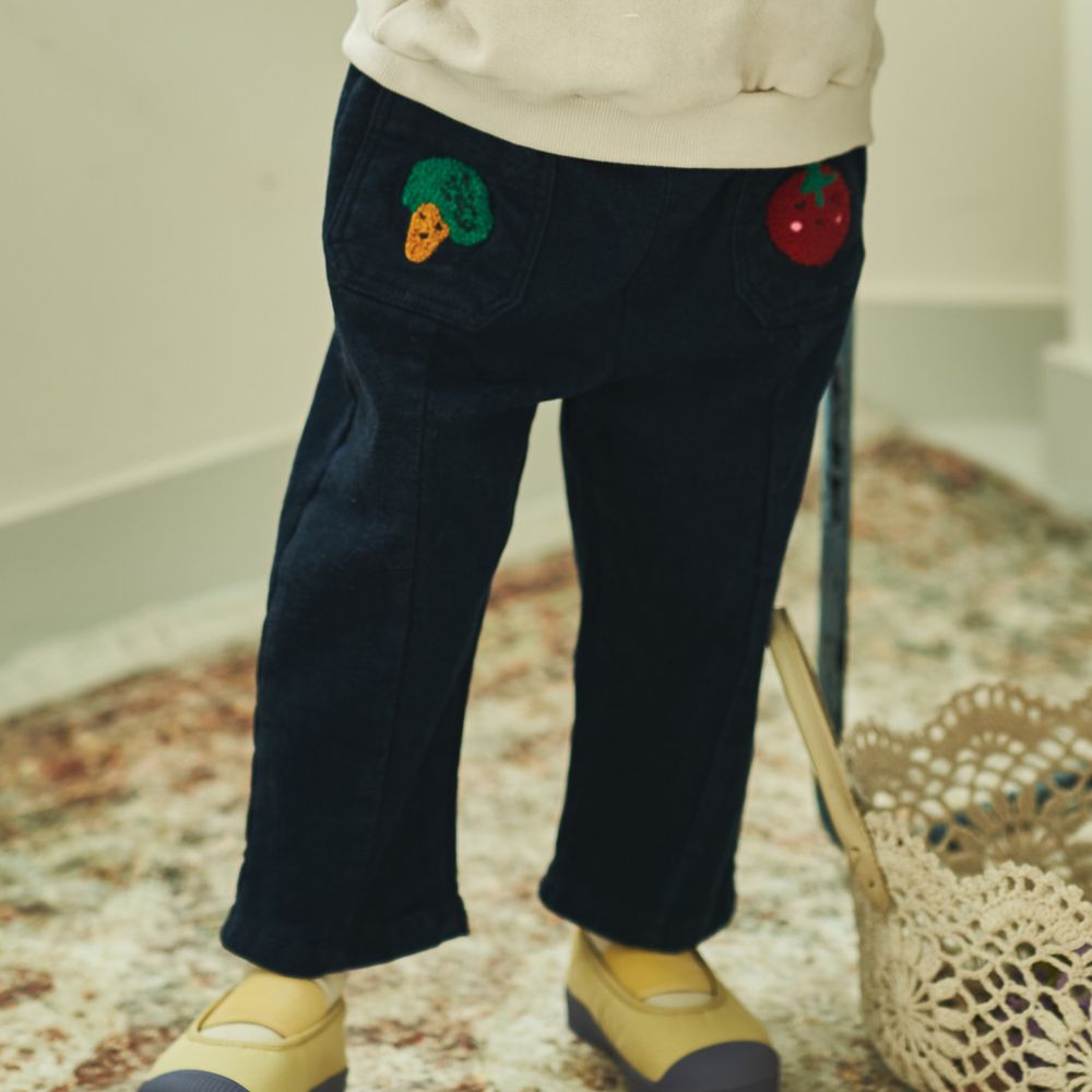韓國 Mimico - (裏起毛)水果家族長褲-深藍