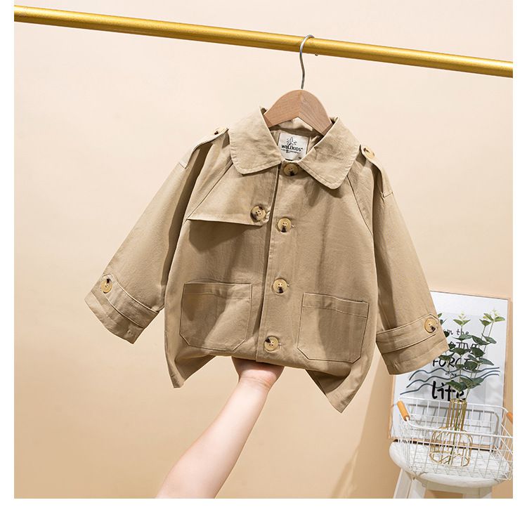 WELLKIDS - 時尚翻領休閒風衣外套-深藍色