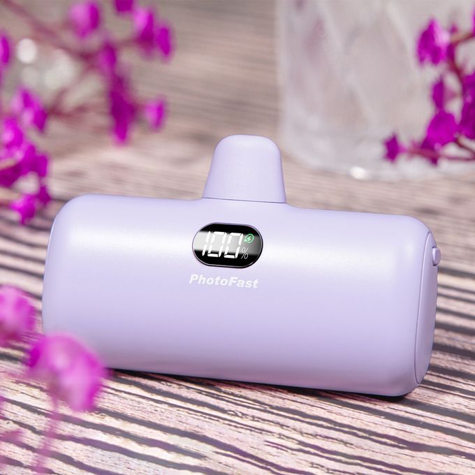PhotoFast - PD快充版 5000mAh 直插式 口袋電源 行動電源 Lighting Power-(蘋果 / 安卓)-薰衣草(紫)