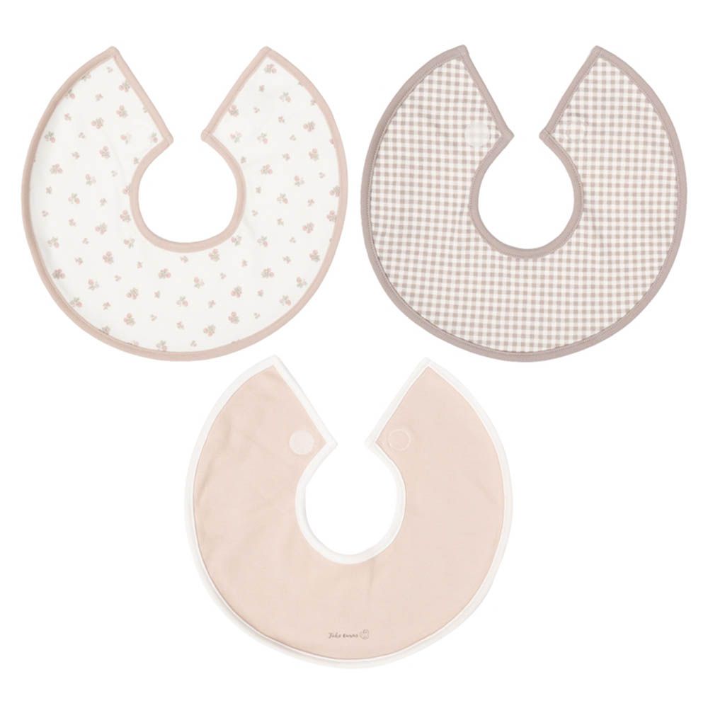 圓形圍兜3件組-淺卡其色 (70~95cm)