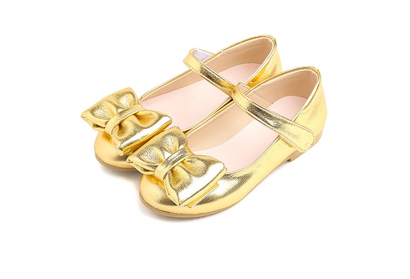 韓國 OZKIZ - 大蝴蝶結亮色皮鞋-金