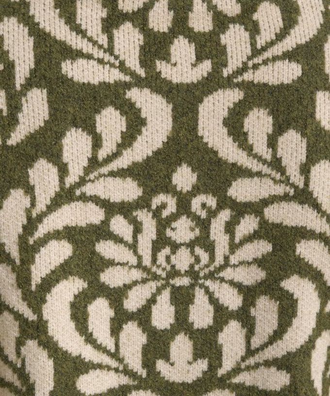 日本 Lupilien - 盛開花卉針織寬袖開襟衫/外套-咖啡