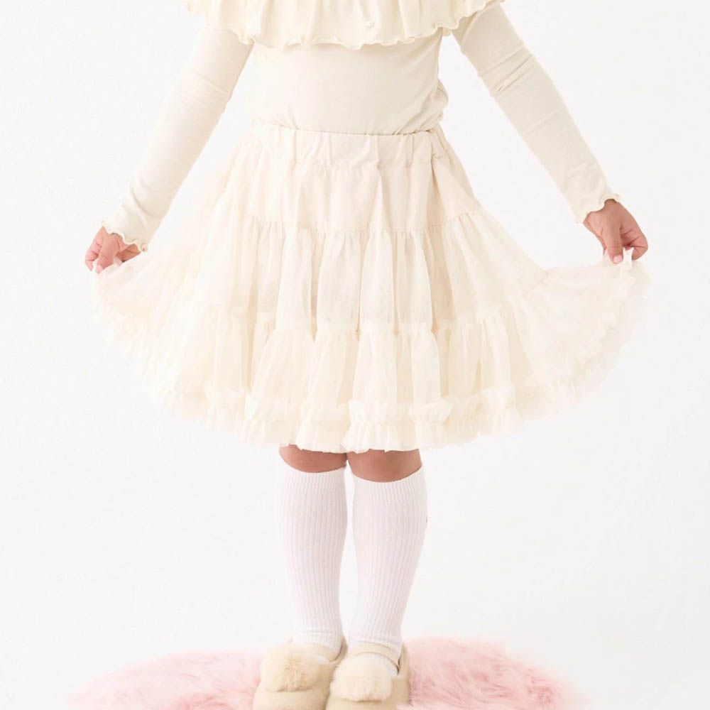 高級蕾絲 夢幻蓬蓬短裙(含安全褲)-象牙白