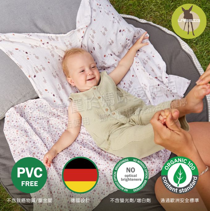 德國 Lassig - 超柔手感竹纖維嬰兒包巾毯3入