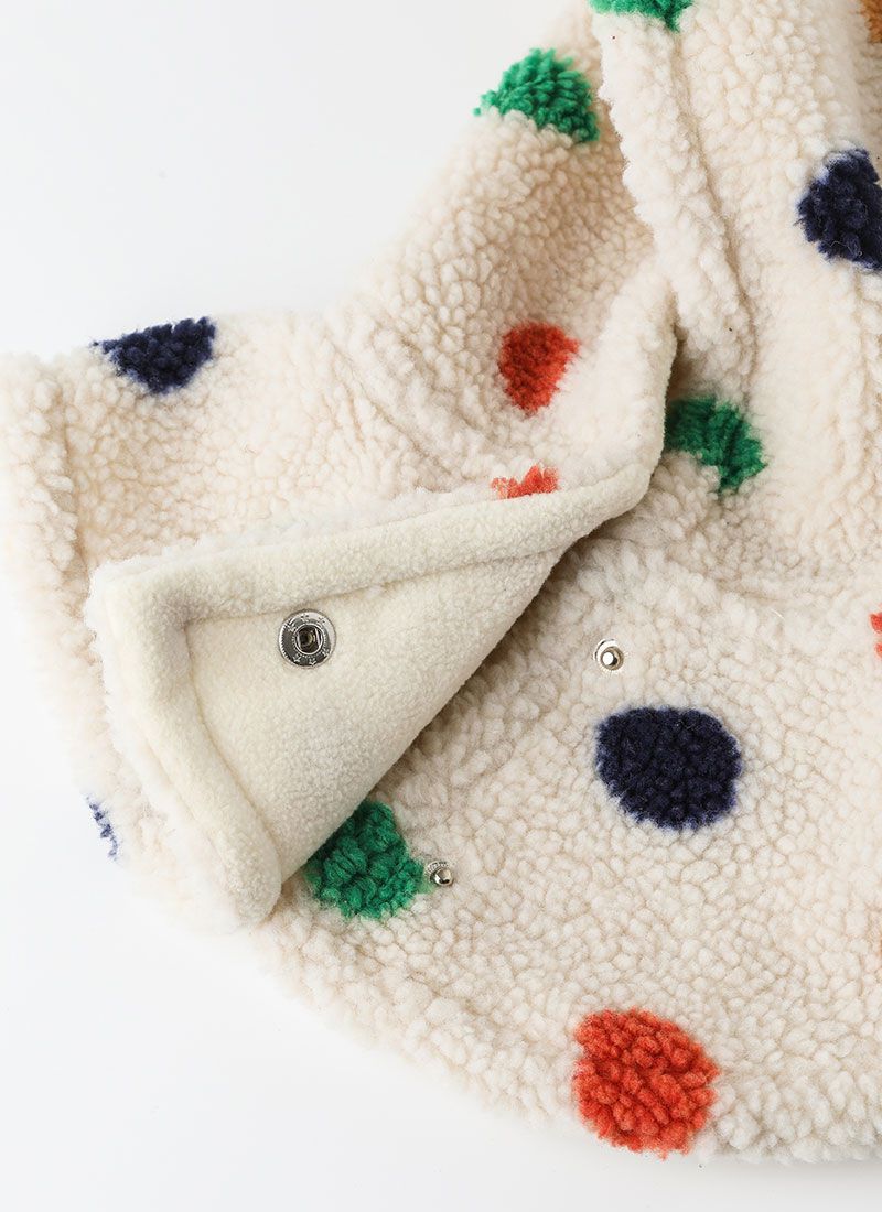 韓國 OZKIZ - (附帽子)彩點毛絨絎縫內裡保暖外套-卡其