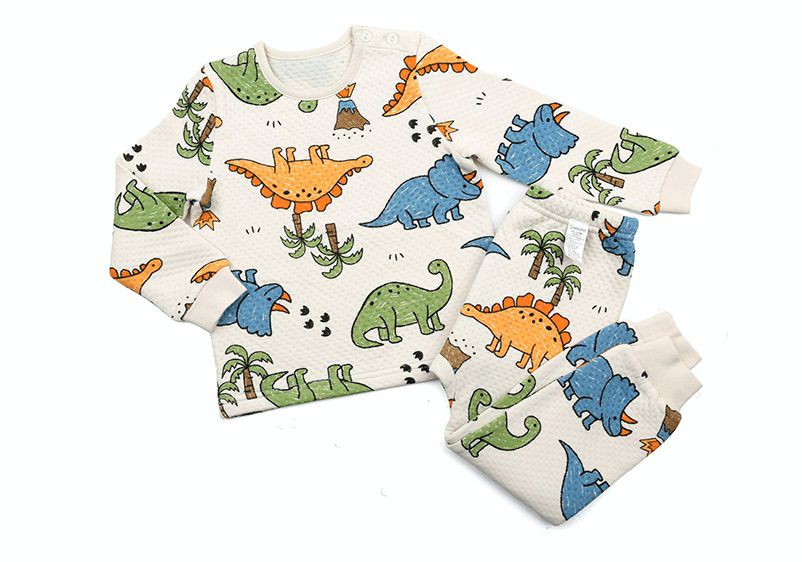 韓國 Maykids - 有機棉鋪棉保暖家居服-彩色侏羅紀