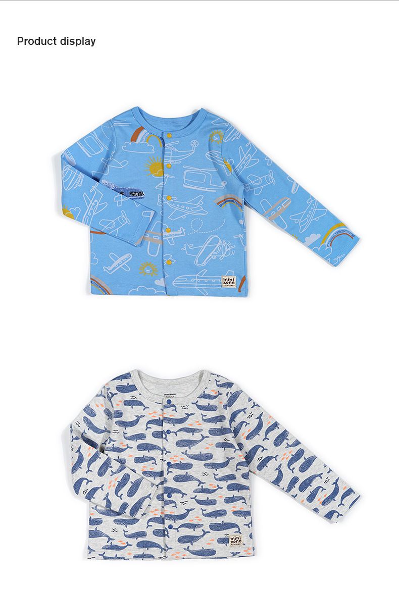 Minizone - 純棉印花休閒薄外套-彩虹飛機-藍色