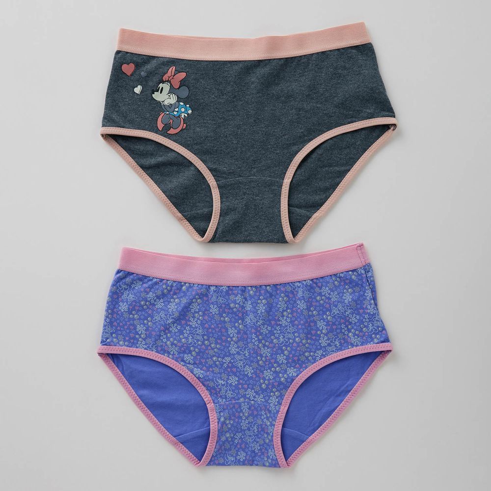 日本千趣會 - 迪士尼印花純棉內褲兩件組(媽媽)-米妮-灰粉與花園紫