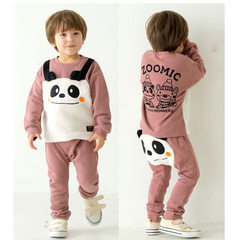 日本 ZOOLAND - 童趣印花圓領長袖上衣-吊帶小熊-薄荷綠