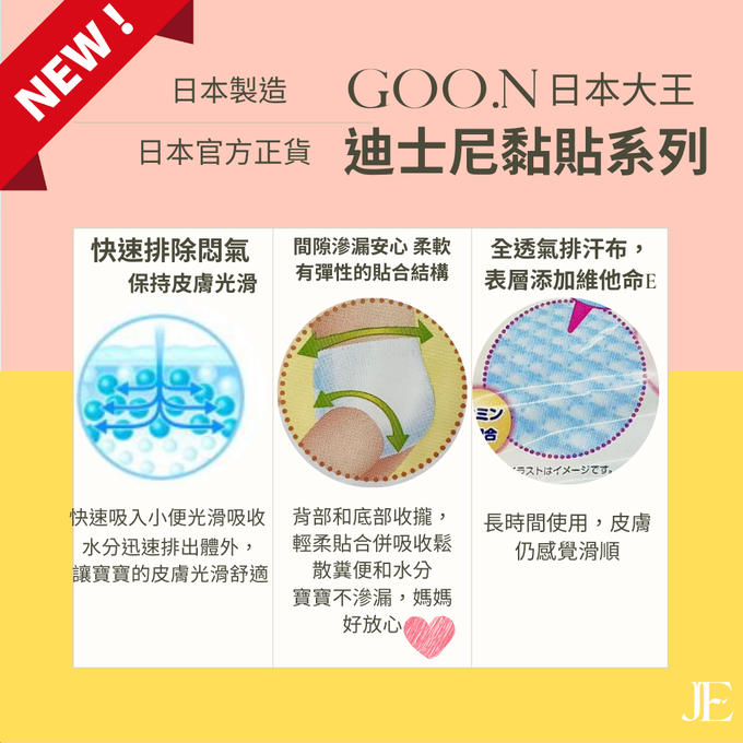 日本大王GOO.N - 日本境內版大王迪士尼黏貼-(日本原廠公司貨 平行輸入) (M號)-80片x3包