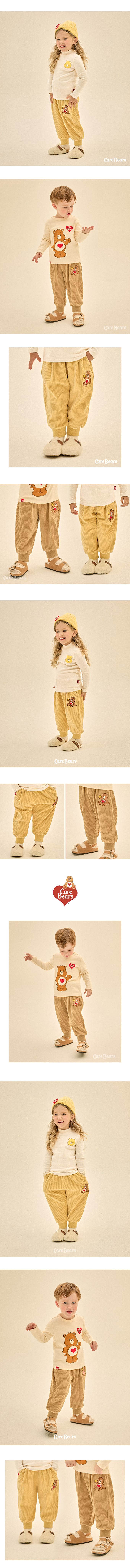韓國 Care Bears - 鬆緊腰燈芯絨縮口長褲-黃