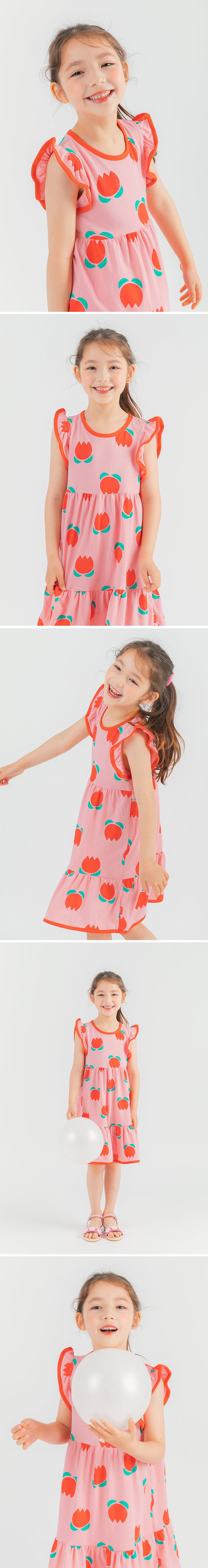 韓國 OZKIZ - 鬱金香連身拼接洋裝