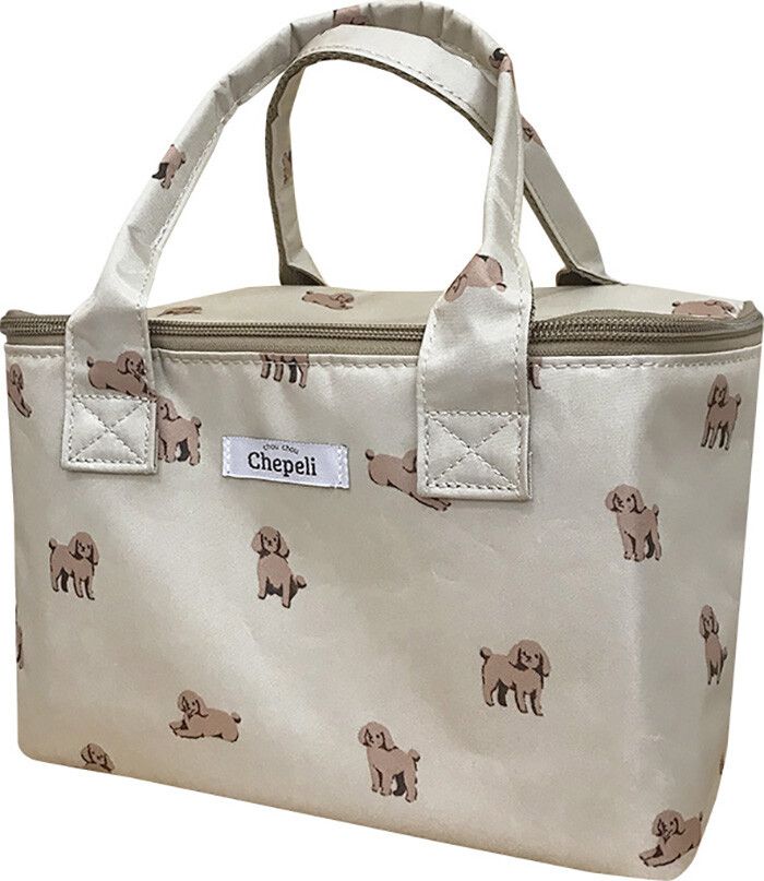 日本 Chepeli - 印花保溫保冷方形手提便當袋-小刺蝟-開心果綠 (15x25x13.5cm)