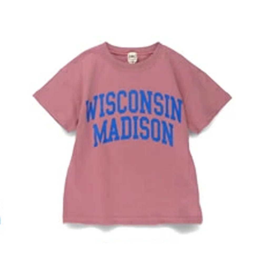 100%棉 個性標語短袖上衣-WISCONSIN MADISON-玫瑰粉