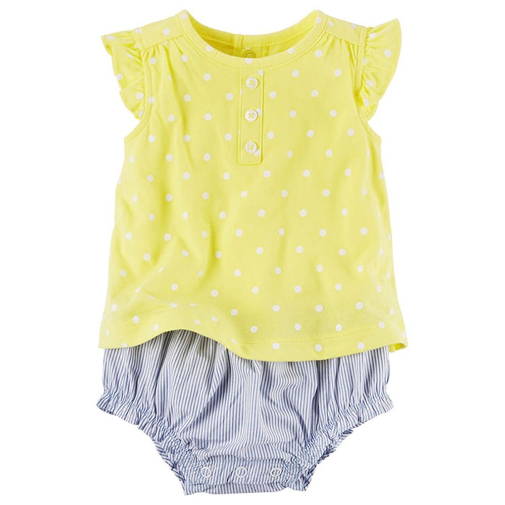 美國 Carter's - 嬰幼兒無袖連身衣-黃色點點 (24M)