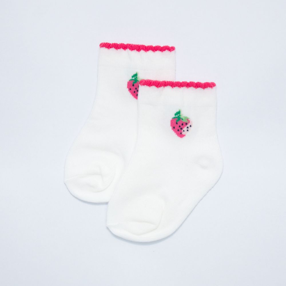 akachan honpo - 襪子-小草莓-米白色
