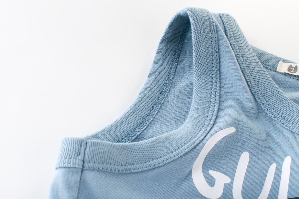 純棉無袖背心上衣-大魚吃小魚-藍色