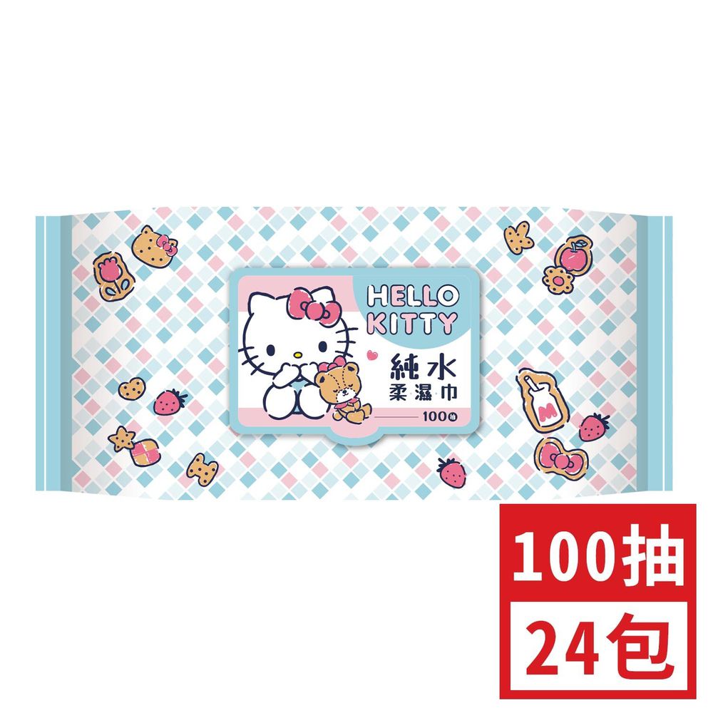 HELLO KITTY - 加蓋Hello Kitty超純水柔濕巾-100抽(箱購)-24包/箱