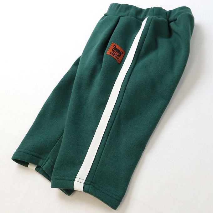 日本 ZOOLAND - 熊掌毛絨口袋裏起毛休閒長褲-黑