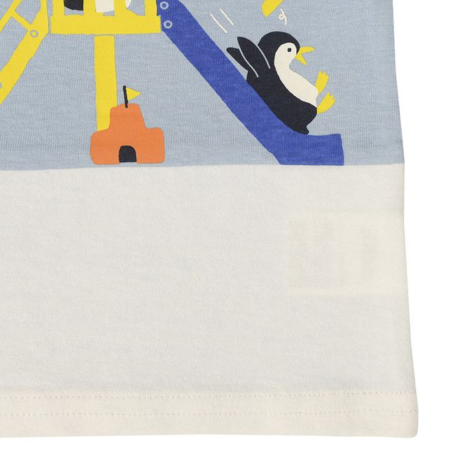 akachan honpo - 短袖拼接T恤-淺藍色