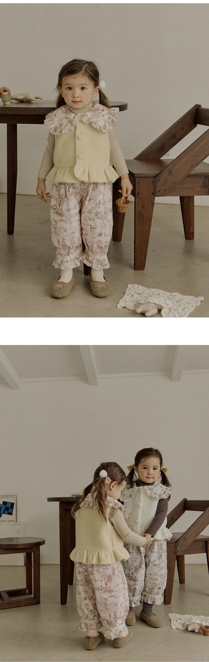 韓國 Puellaflo - 鬆緊腰森林水墨印長褲-咖啡