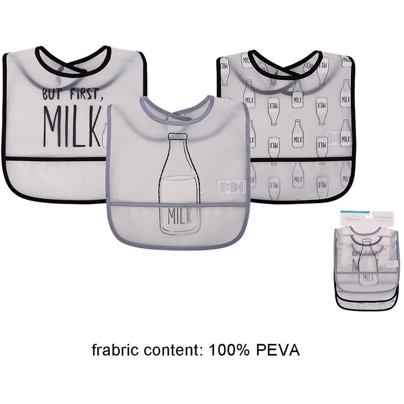 美國 Luvable Friends - 甜蜜寶貝嬰幼兒雙面防水圍兜3入組-來杯牛奶