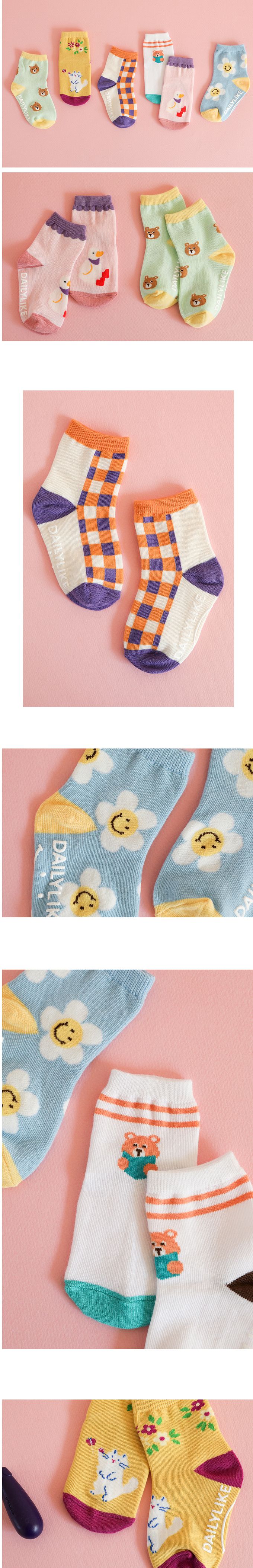 韓國 Daily Like - 兒童襪子/中筒襪6入組-10