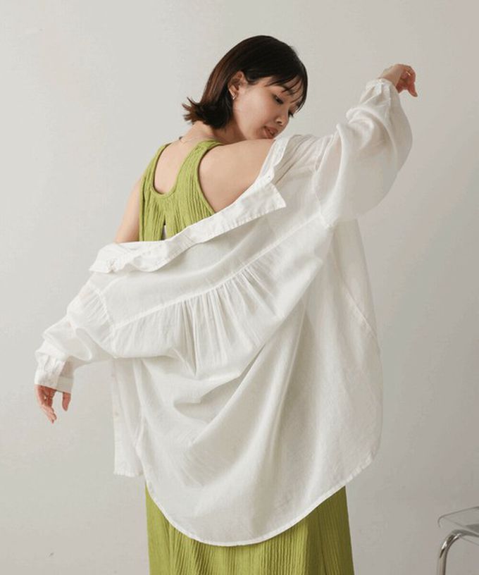 日本 Bab - 100%印度棉 柔軟輕盈寬版襯衫-薰衣草