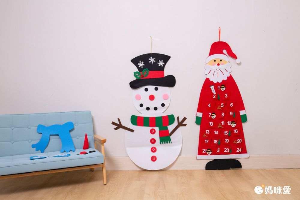 毛氈聖誕樹掛飾-聖誕老人日曆倒數款-2入組 (高115x寬43cm)