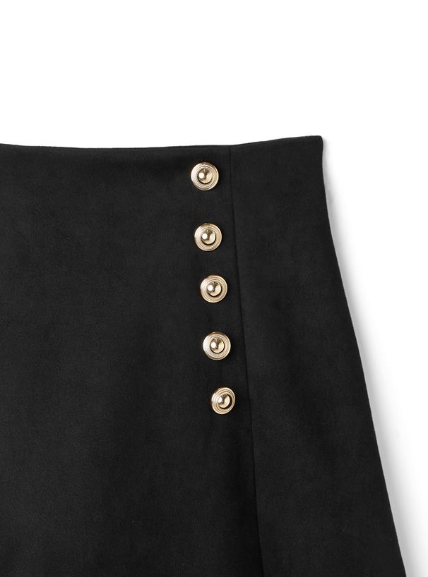 日本 GRL - 側排釦顯瘦小開衩A字短裙(附安全褲)-杏