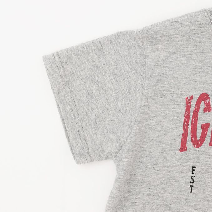 日本 b-ROOM - 防污速乾印花短袖上衣-YUP-深藍