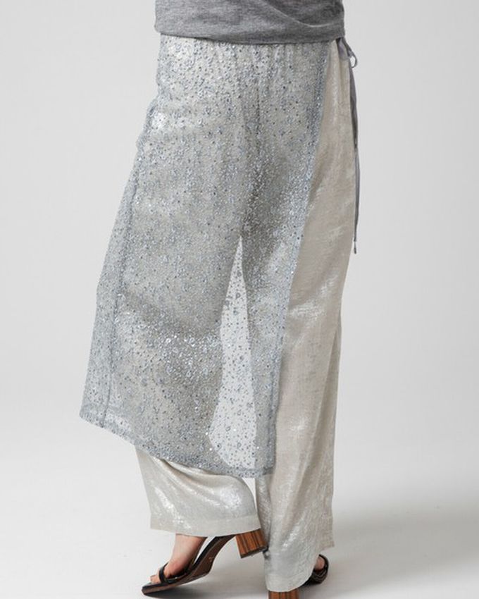 日本 gleam - [疊穿高手]閃亮光澤薄紗半片裙-銀