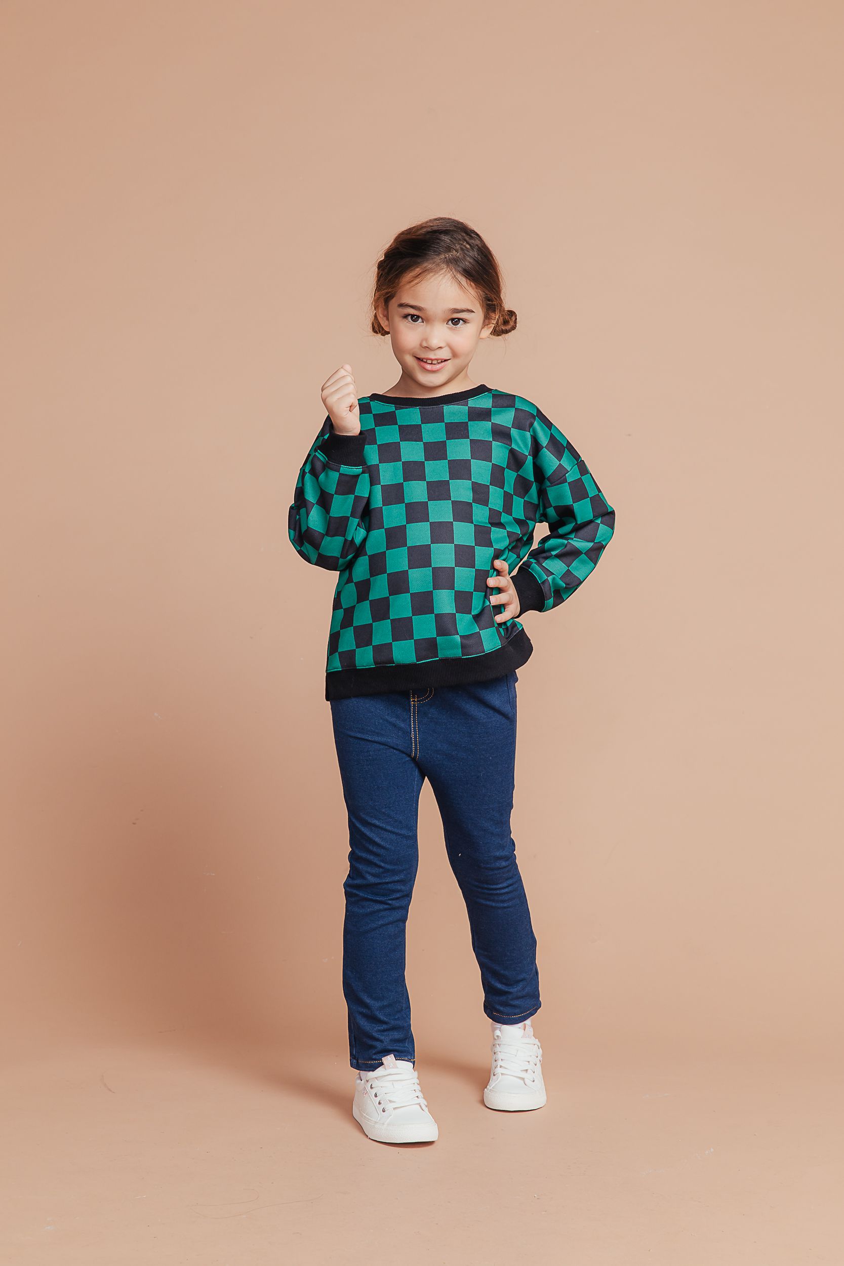 Love, Charlotte - 綠黑格衛衣-綠黑格長袖衛衣