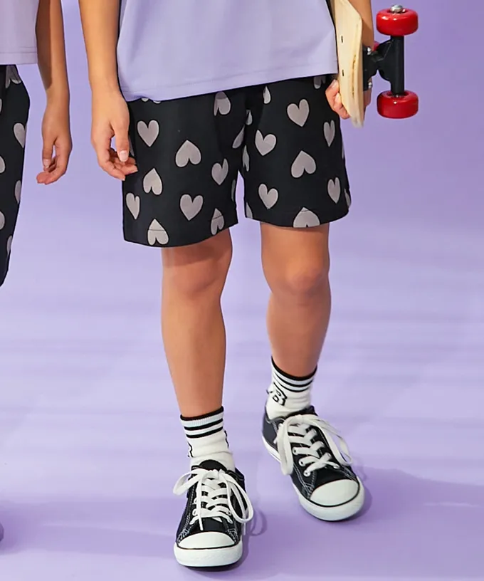 日本 devirock - 夏日印花純棉寬版短褲-植物與鳥-淺米棕