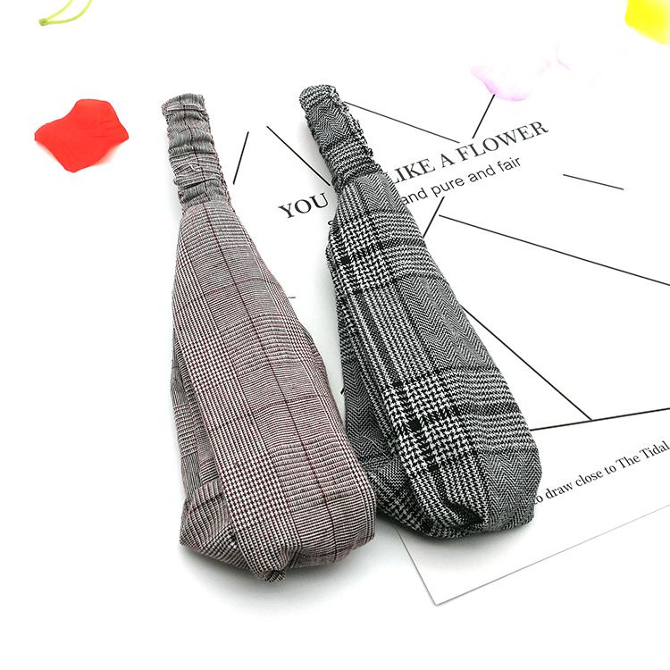 布藝寬邊交叉髮帶-鬆緊帶款-深灰色