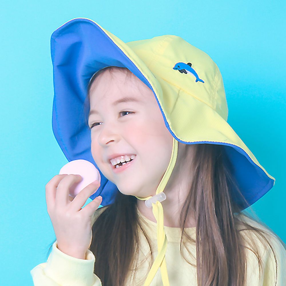 韓國 Babyblee - 雙色可塑型遮陽帽-黃/藍 (頭圍：52cm)