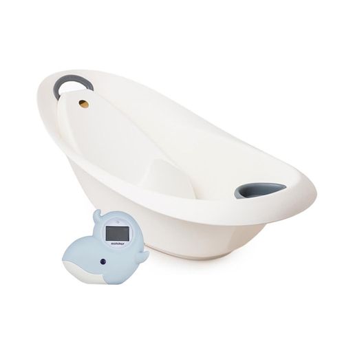 丹麥 mininor - 寶寶浴缸/澡盆-附新生兒浴架+鯨魚溫度計