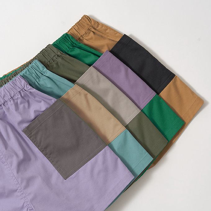 日本 b-ROOM - 撞色大口袋帥氣短褲(4分丈)-亮藍綠