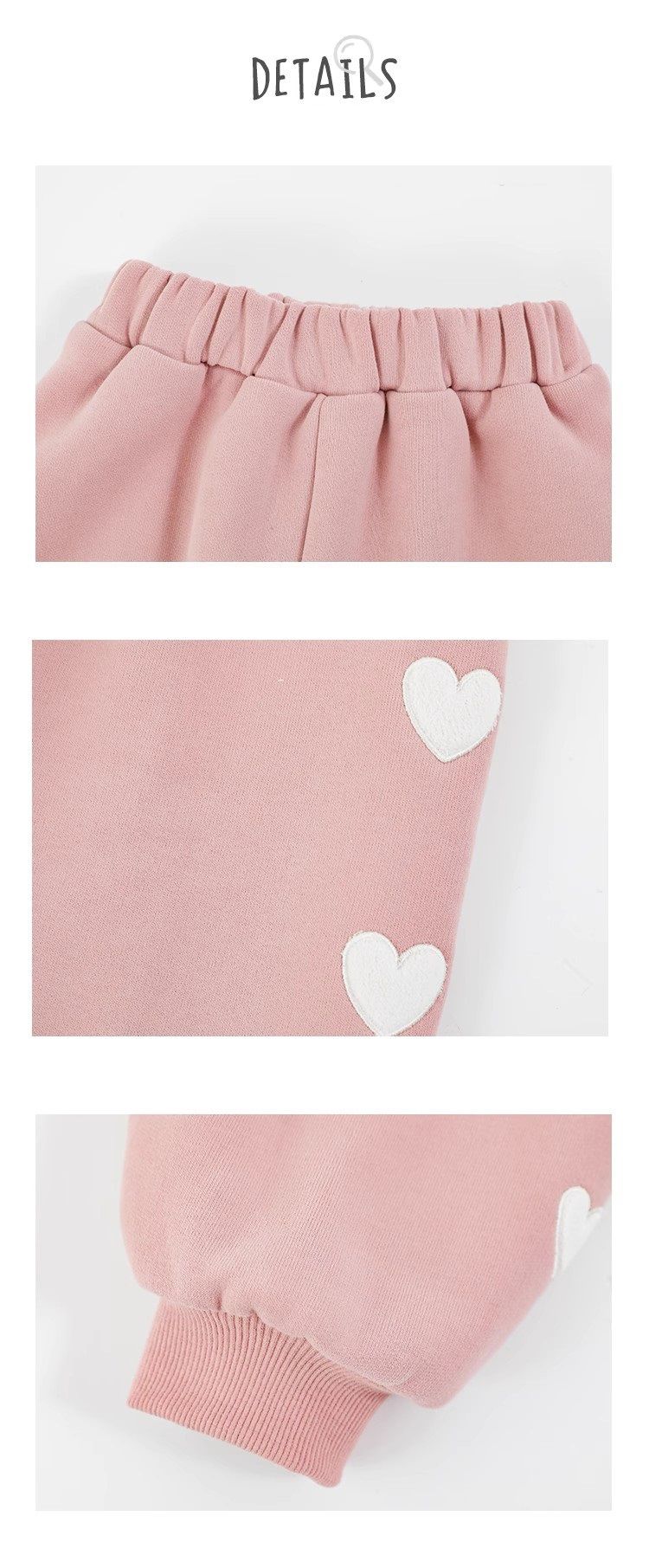 TONGMO - 腰鬆緊運動束口長褲-側邊愛心-桃粉色