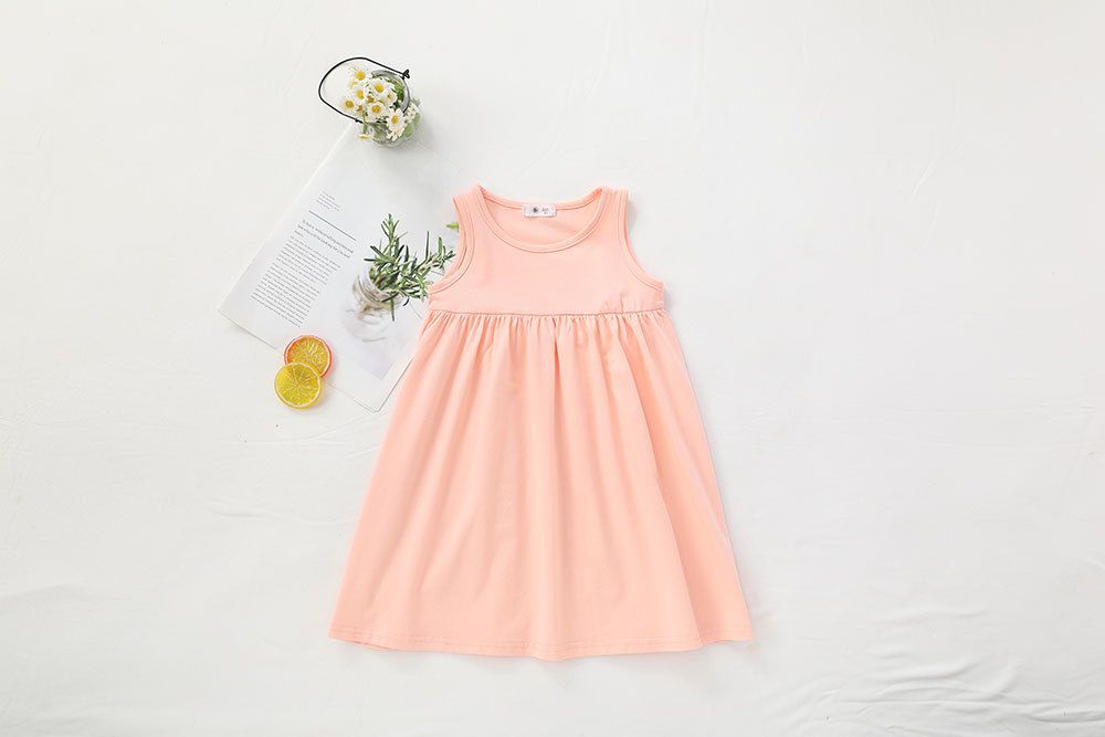 糖果色棉質無袖連身洋裝-白色