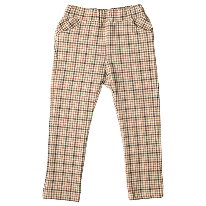 akachan honpo - 10分長經典褲 裏起毛-一般合身款-淺卡其色