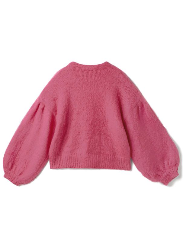 日本 GRL - 圓領短絨氣球袖毛衣-象牙杏 (F)