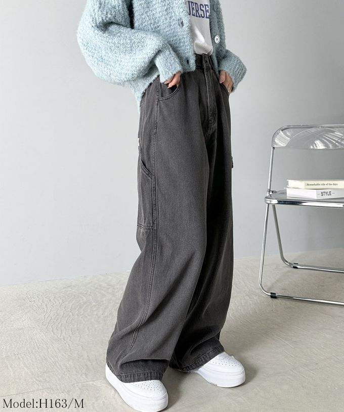 日本 Classical Elf - 超顯瘦厚磅百搭直筒褲-深藍黑