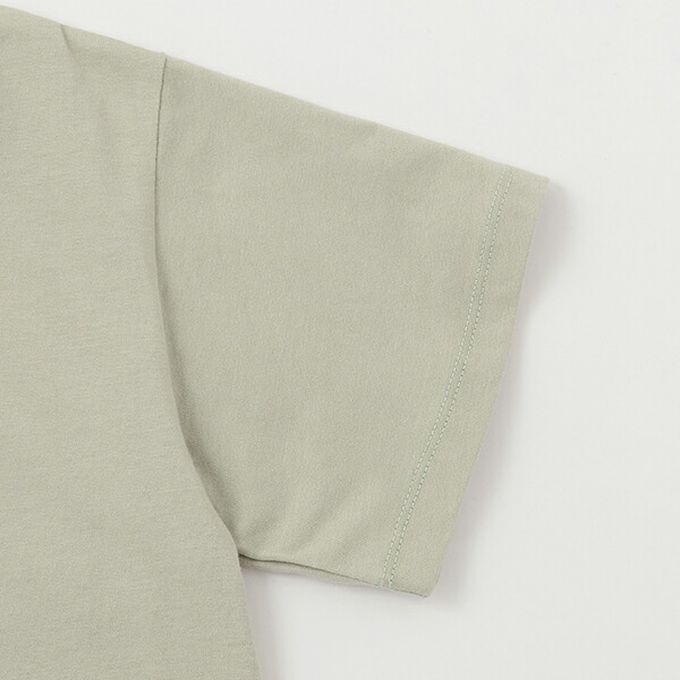 日本 petit main - 100%棉 清新印花短袖上衣-後背塗鴉風景-灰藍