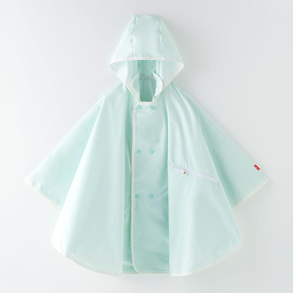韓國 OZKIZ - 馬卡龍色兒童防風斗篷雨衣(可收納)-湖水綠