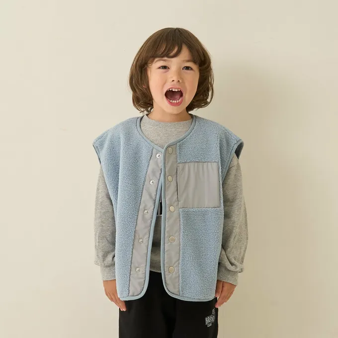 日本 b-ROOM - 可愛毛毛保暖背心-黑