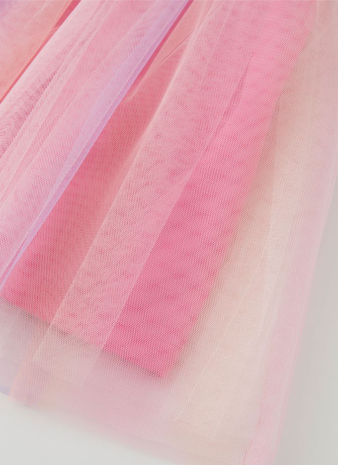 韓國 OZKIZ - 亮片星星點綴彩虹網紗洋裝-桃