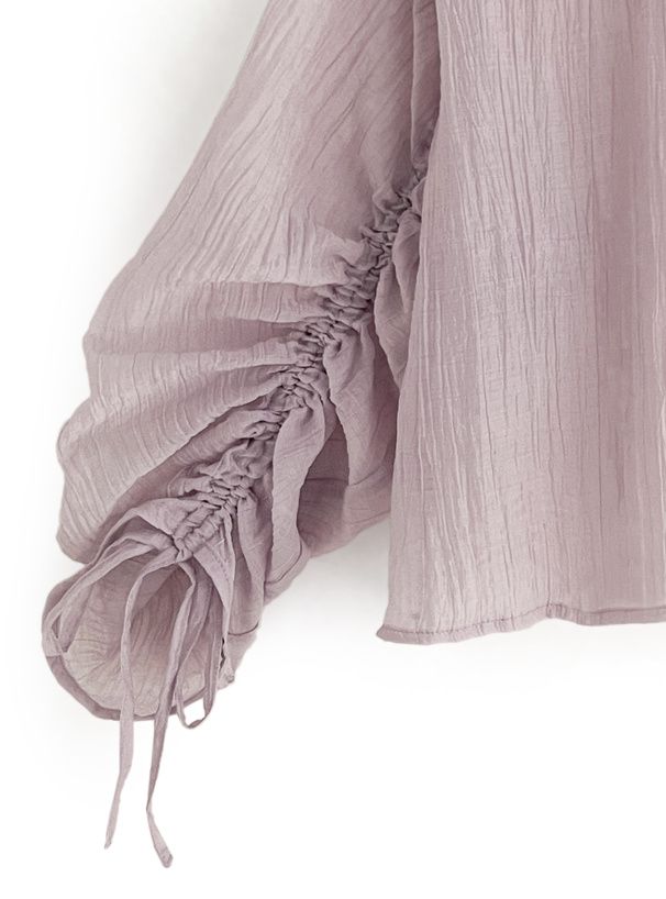 日本 GRL - 楊柳皺縮短版抽繩襯衫-水藍 (F)