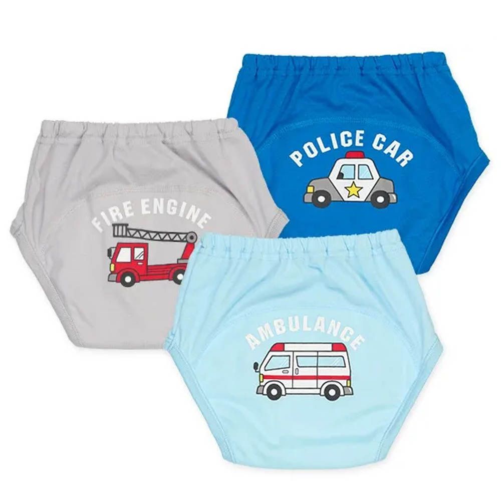 三層密縫式學習褲3件組-帥氣車車-藍灰系